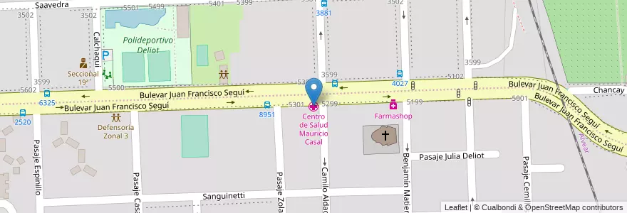 Mapa de ubicacion de Centro de Salud Mauricio Casal en Argentinië, Santa Fe, Departamento Rosario, Municipio De Rosario, Rosario.