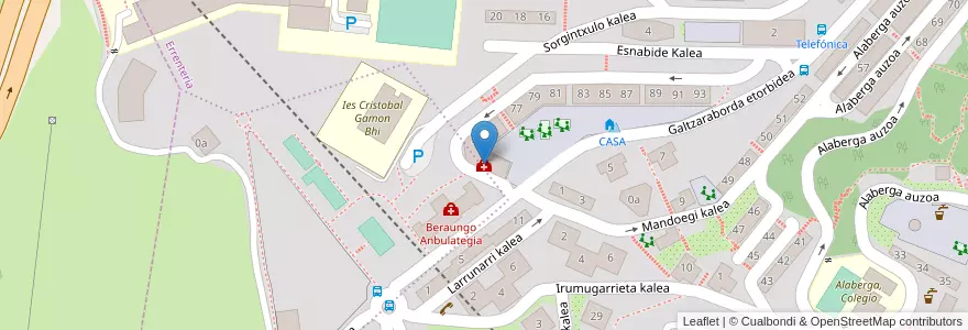 Mapa de ubicacion de Centro de Salud Mental de Beraun en Sepanyol, Negara Basque, Gipuzkoa, Donostialdea, Errenteria.