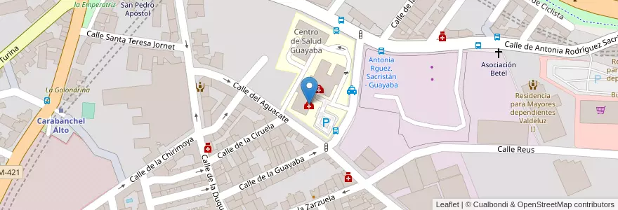 Mapa de ubicacion de Centro de Salud Mental Fátima Puerta Bonita en 스페인, Comunidad De Madrid, Comunidad De Madrid, Área Metropolitana De Madrid Y Corredor Del Henares, 마드리드.