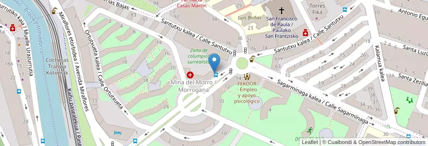 Mapa de ubicacion de Centro de Salud Mina del Morro en İspanya, Bask Bölgesi, Bizkaia, Bilboaldea, Bilbao.