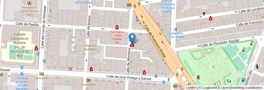 Mapa de ubicacion de Centro de Salud Montesa en Espanha, Comunidade De Madrid, Comunidade De Madrid, Área Metropolitana De Madrid Y Corredor Del Henares, Madrid.