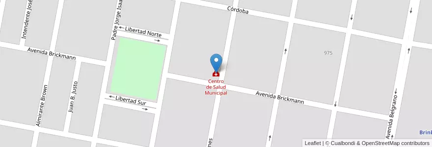 Mapa de ubicacion de Centro de Salud Municipal en Аргентина, Кордова, Departamento San Justo, Pedanía Libertad, Municipio De Brinkmann, Brickmann.