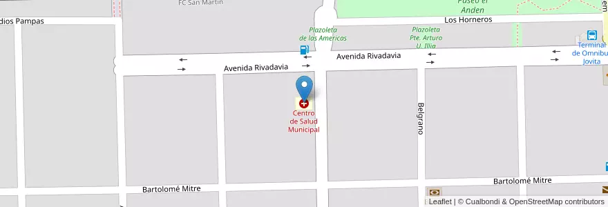 Mapa de ubicacion de Centro de Salud Municipal en 아르헨티나, Córdoba, Departamento General Roca, Pedanía Italó, Municipio De Jovita, Jovita.