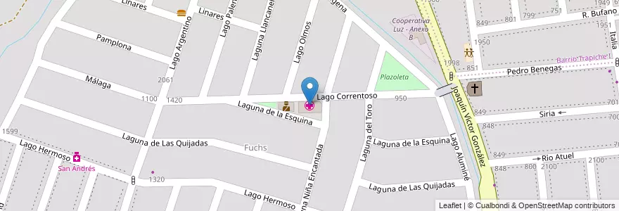 Mapa de ubicacion de Centro de Salud Municipal N° 1 Fuchs en Arjantin, Şili, Mendoza, Godoy Cruz, Departamento Godoy Cruz, Distrito Gobernador Benegas.