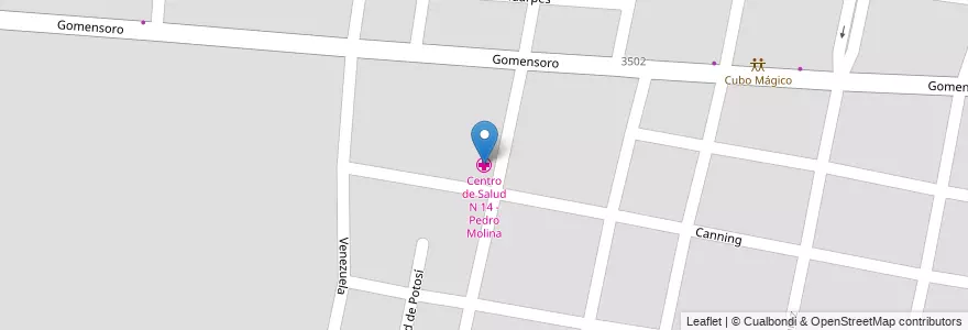 Mapa de ubicacion de Centro de Salud N 14 - Pedro Molina en الأرجنتين, تشيلي, Mendoza, Departamento Guaymallén, Distrito Belgrano.