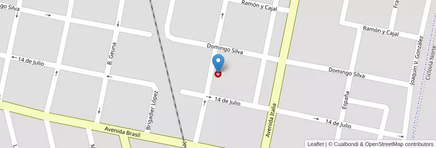 Mapa de ubicacion de Centro de Salud N° 8, Barrio Italia en Argentina, Santa Fe, Departamento Castellanos, Municipio De Rafaela.