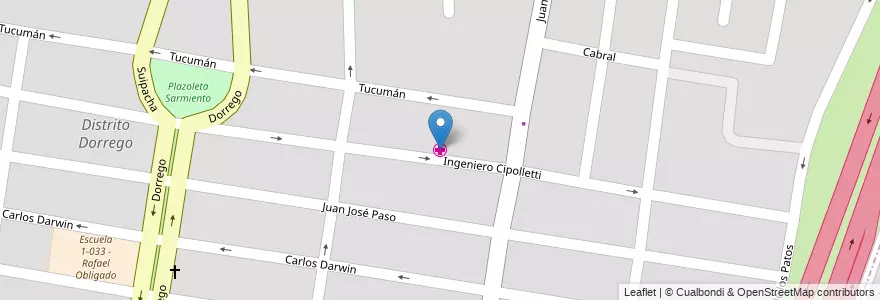 Mapa de ubicacion de Centro de Salud N°15 en الأرجنتين, تشيلي, Mendoza, Departamento Guaymallén, Distrito Dorrego.