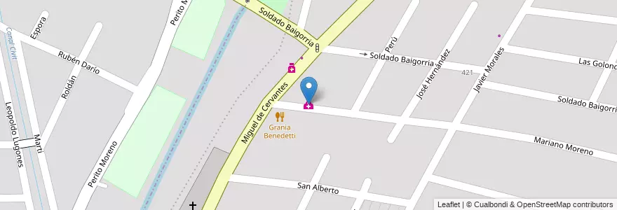 Mapa de ubicacion de Centro de Salud N°28 en Argentinien, Chile, Mendoza, Godoy Cruz, Distrito Las Tortugas.