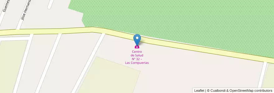 Mapa de ubicacion de Centro de Salud Nº 32 – Las Compuertas en آرژانتین, شیلی, Mendoza, Departamento Luján De Cuyo, Distrito Las Compuertas, Luján De Cuyo.