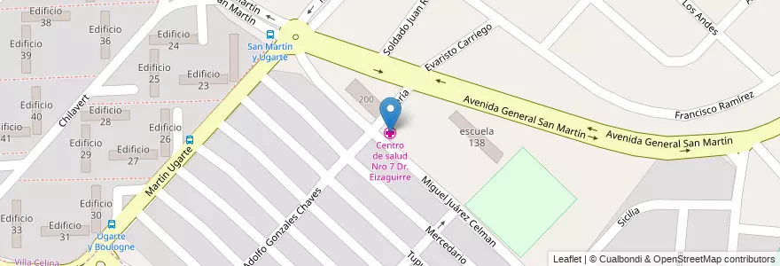 Mapa de ubicacion de Centro de salud Nro 7 Dr. Eizaguirre en Argentinien, Provinz Buenos Aires, Partido De La Matanza, Villa Celina.