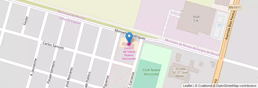 Mapa de ubicacion de Centro de Salud Nuevo Horizonte en Arjantin, Santa Fe, Departamento La Capital, Santa Fe Capital.