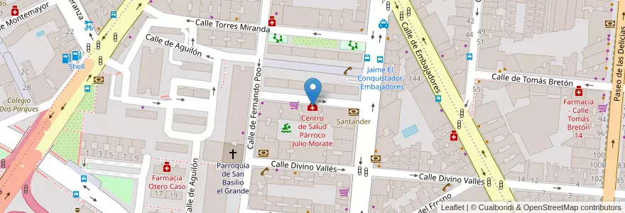 Mapa de ubicacion de Centro de Salud Párroco Julio Morate en Espagne, Communauté De Madrid, Communauté De Madrid, Área Metropolitana De Madrid Y Corredor Del Henares, Madrid.
