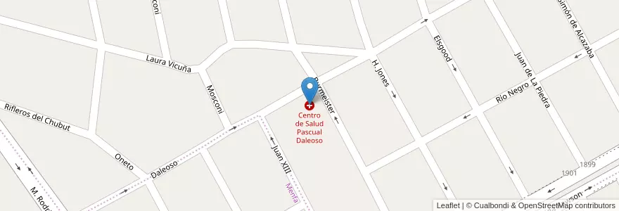 Mapa de ubicacion de Centro de Salud Pascual Daleoso en Argentine, Chubut, Trelew, Departamento Rawson.