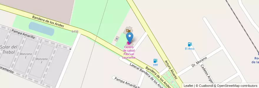 Mapa de ubicacion de Centro de Salud Pascual Lauriente en Arjantin, Şili, Mendoza, Departamento Guaymallén, Distrito Rodeo De La Cruz.