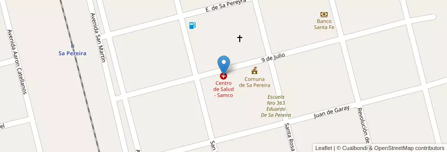 Mapa de ubicacion de Centro de Salud - Samco en Arjantin, Santa Fe, Departamento Las Colonias, Municipio De Sa Pereyra, Sa Pereira.