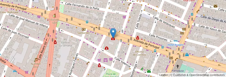 Mapa de ubicacion de Centro de salud San Juan en スペイン, カスティーリャ・イ・レオン州, サラマンカ, Campo De Salamanca, サラマンカ.