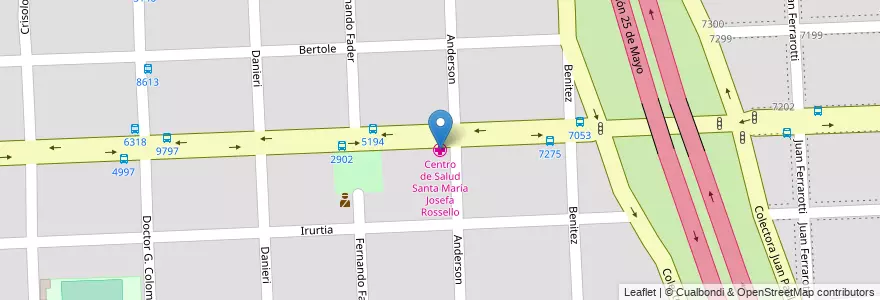 Mapa de ubicacion de Centro de Salud Santa María Josefa Rossello en 阿根廷, Santa Fe, Departamento Rosario, Municipio De Rosario, 罗萨里奥.