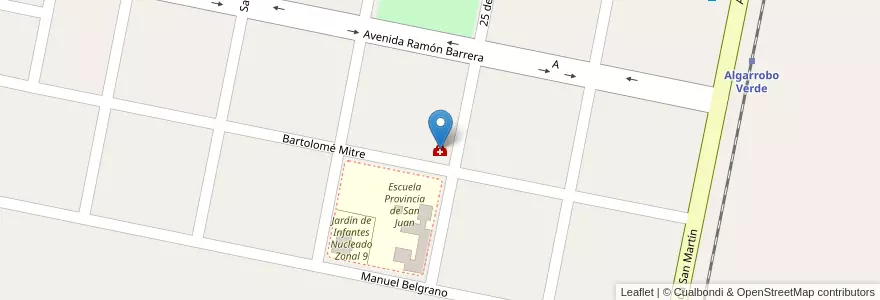 Mapa de ubicacion de Centro de Salud Santa Rosa en Arjantin, San Juan, Şili, 25 De Mayo.