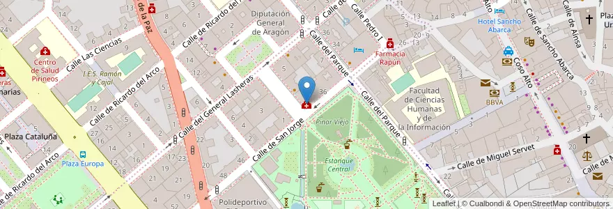 Mapa de ubicacion de Centro de Salud Santo Grial en Испания, Арагон, Уэска, Hoya De Huesca / Plana De Uesca, Уэска.