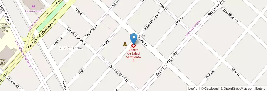 Mapa de ubicacion de Centro de Salud Sarmiento 2 en Arjantin, Şili, Neuquén, Departamento Confluencia, Centenario.