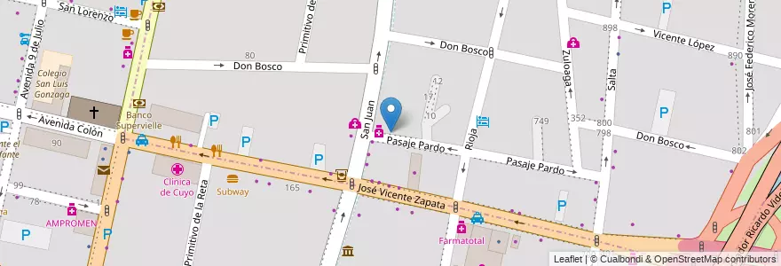 Mapa de ubicacion de Centro de Salud SMATA - Consultorios externos en Argentinië, Chili, Mendoza, Departamento Capital, Sección 3ª Parque O'Higgins, Ciudad De Mendoza, Sección 2ª Barrio Cívico.