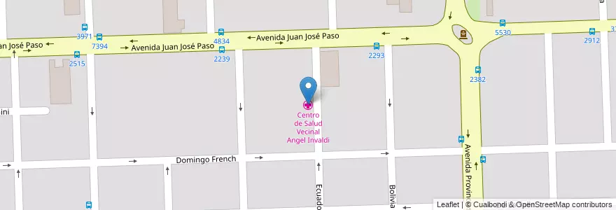 Mapa de ubicacion de Centro de Salud Vecinal Angel Invaldi en Argentinië, Santa Fe, Departamento Rosario, Municipio De Rosario, Rosario.