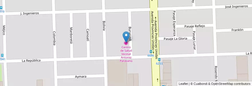 Mapa de ubicacion de Centro de Salud Vecinal Antonio Paravano en Argentina, Santa Fe, Departamento Rosario, Municipio De Rosario, Rosario.