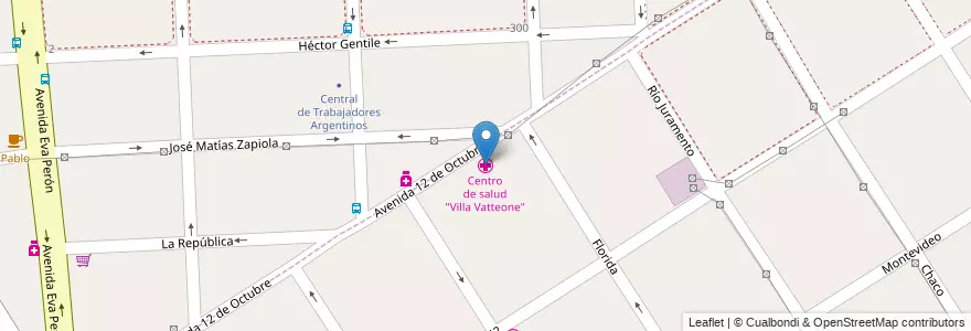 Mapa de ubicacion de Centro de salud "Villa Vatteone" en Argentine, Province De Buenos Aires, Partido De Florencio Varela, Villa Vatteone.
