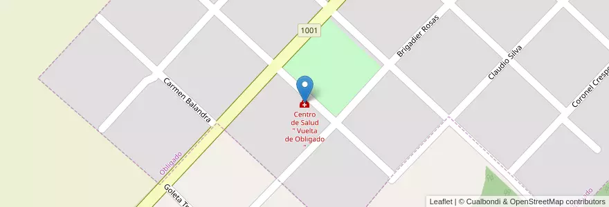 Mapa de ubicacion de Centro de Salud " Vuelta de Obligado " en Argentina, Provincia Di Buenos Aires, Partido De San Pedro, Obligado.