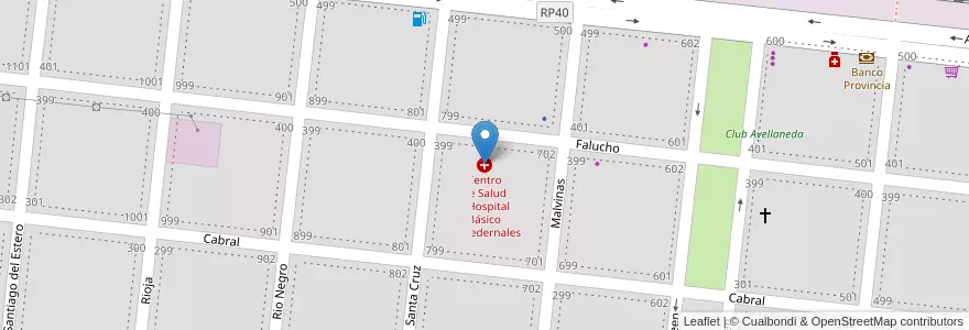 Mapa de ubicacion de Centro de Salud y Hospital Básico de Pedernales en Argentinien, Provinz Buenos Aires, Partido De Veinticinco De Mayo, Pedernales.