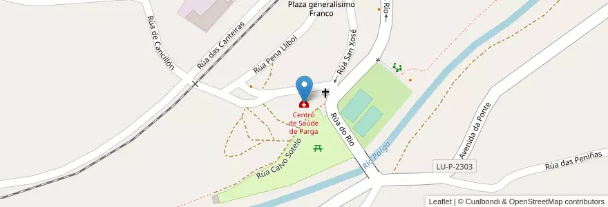 Mapa de ubicacion de Centro de Saúde de Parga en España, Galicia / Galiza, Lugo, Terra Chá, Guitiriz.