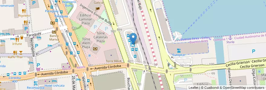 Mapa de ubicacion de Centro de trasbordo Catalinas Norte, Retiro en Аргентина, Буэнос-Айрес, Comuna 1, Буэнос-Айрес.