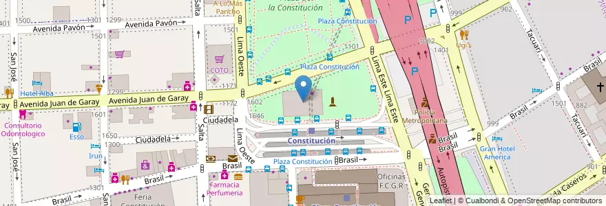 Mapa de ubicacion de Centro de Trasbordo Constitución, Constitucion en Argentina, Ciudad Autónoma De Buenos Aires, Comuna 4, Comuna 1, Buenos Aires.