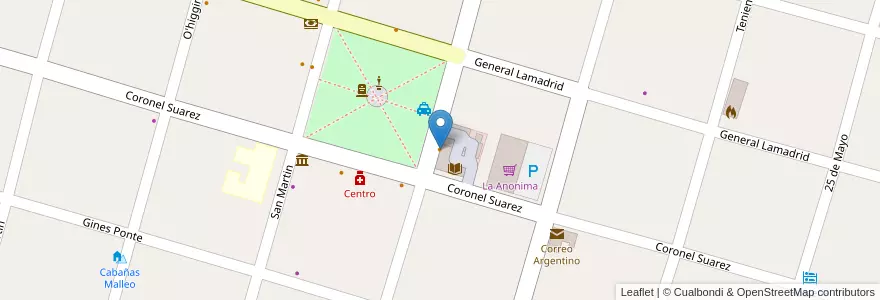 Mapa de ubicacion de Centro de Turismo en Arjantin, Şili, Neuquén, Departamento Huiliches, Junín De Los Andes.