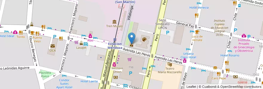 Mapa de ubicacion de Centro de visualizacion en آرژانتین, شیلی, Mendoza, Departamento Capital, Ciudad De Mendoza.