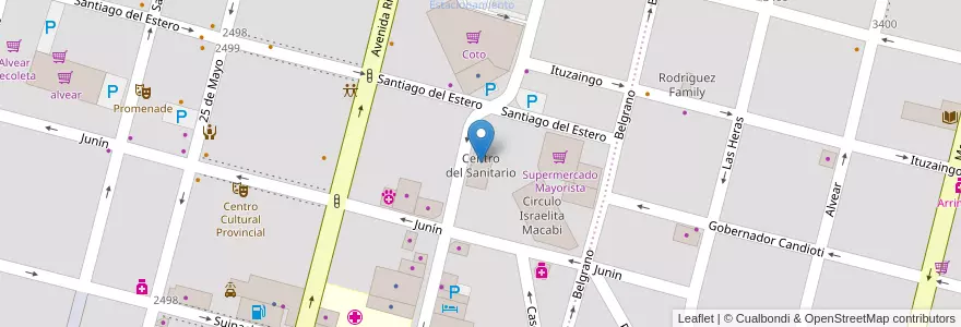 Mapa de ubicacion de Centro del Sanitario en Arjantin, Santa Fe, Departamento La Capital, Santa Fe Capital, Santa Fe.