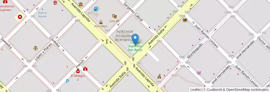 Mapa de ubicacion de Centro Deportivo Don Bosco en الأرجنتين, Chaco, Departamento San Fernando, Resistencia, Resistencia.