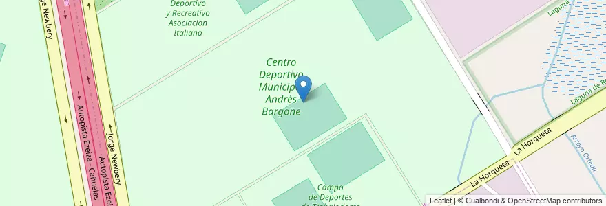 Mapa de ubicacion de Centro Deportivo Municipal Andrés Bargone en 아르헨티나, 부에노스아이레스주, Partido De Esteban Echeverría, Monte Grande.