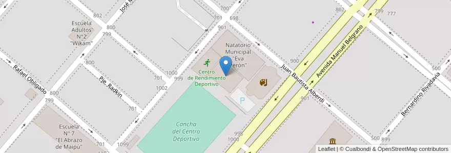 Mapa de ubicacion de Centro Deportivo Municipal "Reverendo Padre Forgacs" en 아르헨티나, 티에라델푸에고주, 칠레, Río Grande, Departamento Río Grande.