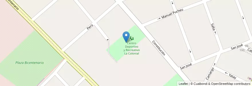 Mapa de ubicacion de Centro Deportivo y Recreativo La Colonial en 阿根廷, 布宜诺斯艾利斯省, Partido De Merlo, Merlo.
