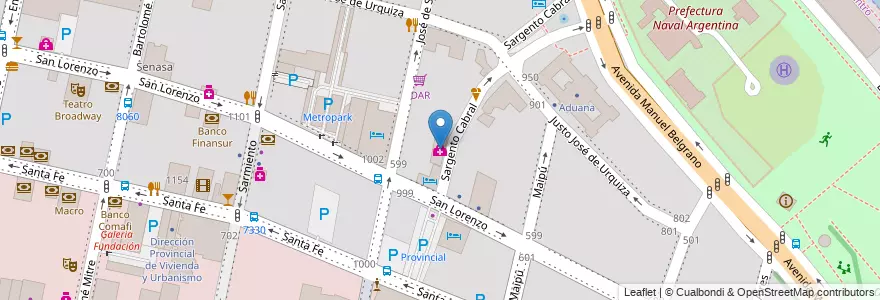 Mapa de ubicacion de Centro Diagnóstico Rosario en アルゼンチン, サンタフェ州, Departamento Rosario, Municipio De Rosario, ロサリオ.