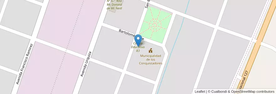 Mapa de ubicacion de Centro Educativo 83 en آرژانتین, استان انتره ریوس, Departamento Federación, Distrito Atencio Al Este, Los Conquistadores.