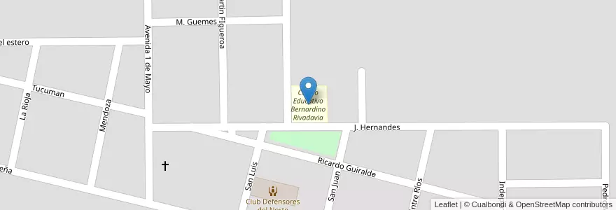 Mapa de ubicacion de Centro Educativo Bernardino Rivadavia en Argentina, Córdoba, Departamento Río Cuarto, Pedanía Cautiva, Municipio De Adelia María, Adelia María.