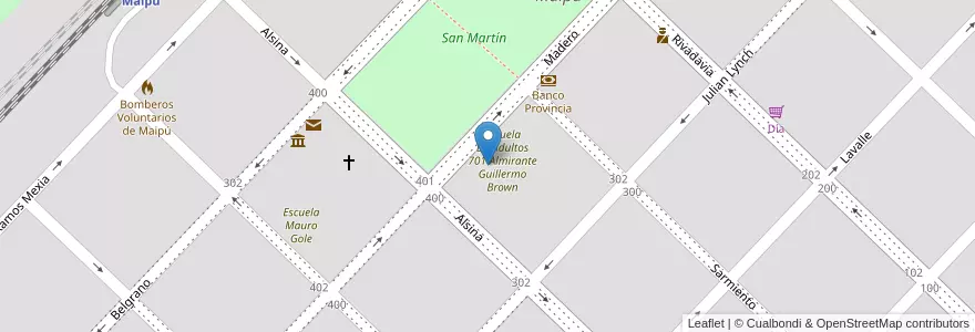 Mapa de ubicacion de Centro Educativo Complementario 1 en Arjantin, Buenos Aires, Partido De Maipú, Maipú.