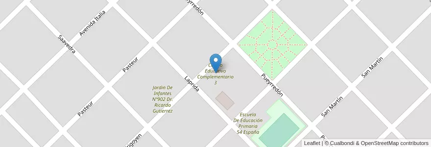 Mapa de ubicacion de Centro Educativo Complementario 3 en Аргентина, Буэнос-Айрес, Partido De Bolívar, Urdampilleta.