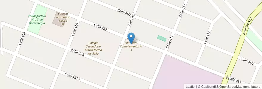 Mapa de ubicacion de Centro Educativo Complementario 3 en 阿根廷, 布宜诺斯艾利斯省, Partido De Berazategui, Juan María Gutiérrez.