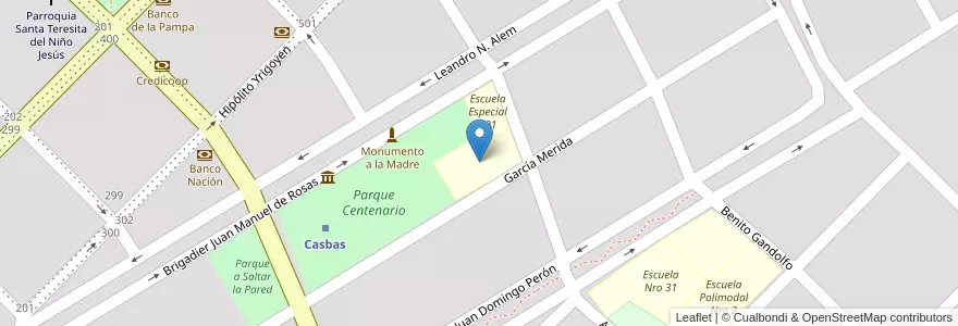 Mapa de ubicacion de Centro Educativo Complementario 801 en 阿根廷, 布宜诺斯艾利斯省, Partido De Guaminí, Casbas.