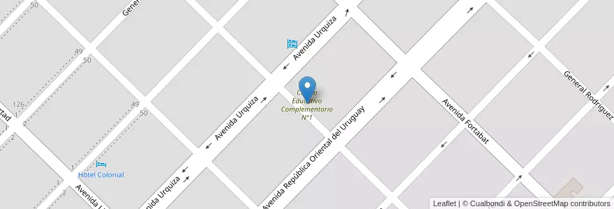 Mapa de ubicacion de Centro Educativo Complementario Nº1 en アルゼンチン, ブエノスアイレス州, Partido De Benito Juárez, Benito Juárez.