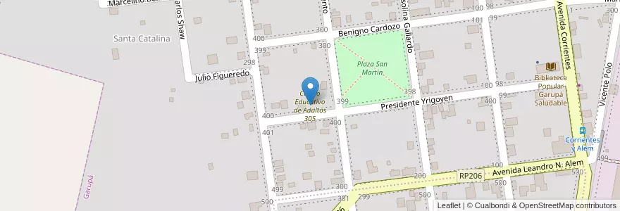 Mapa de ubicacion de Centro Educativo de Adultos 305 en アルゼンチン, ミシオネス州, Departamento Capital, Municipio De Garupá, Garupá.