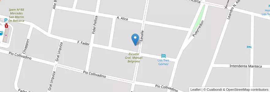 Mapa de ubicacion de Centro Educativo de Nivel Inicial General Mnauel Belgrano en 阿根廷, Córdoba, Departamento Punilla, Pedanía Dolores, Municipio De Capilla Del Monte, Capilla Del Monte.